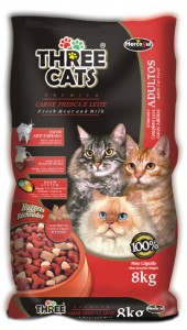 Three Cats Premium Carne Fresca e Leite